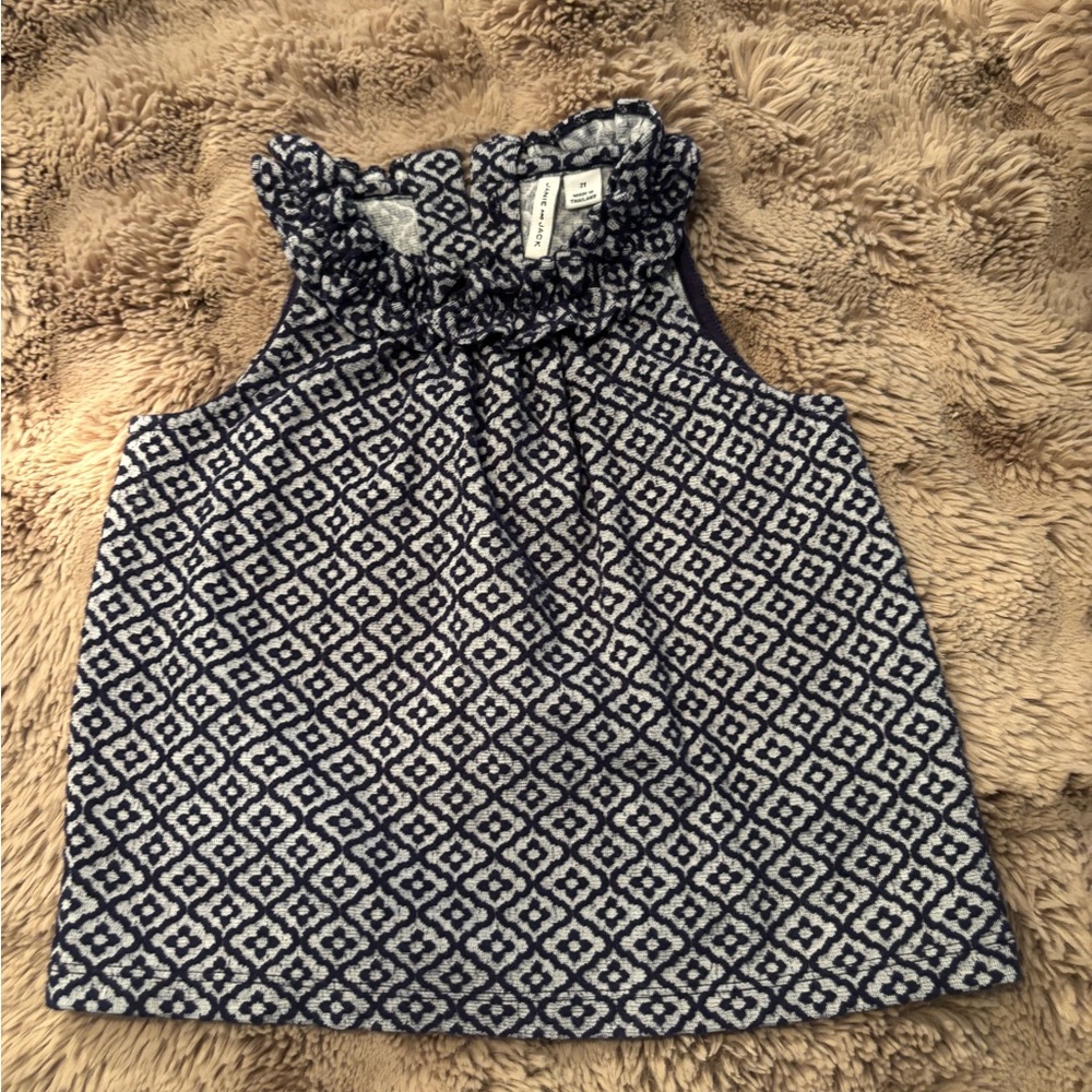 Janie and Jack Toddler Dress Geo Floral Jacquard Top with a ruffle collar